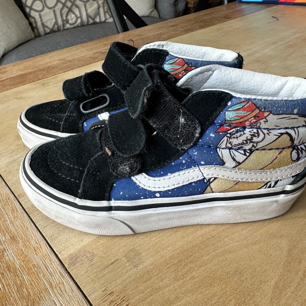 Vans Kids Black and Blue Velcro sk8 mid Sneakers